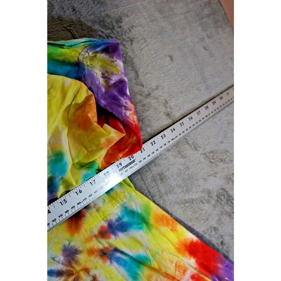 Luxe Artisan Hand Dyed Rainbow Tie-Dye Asymmetric Hem Dress Size Small - Picture 10 of 14